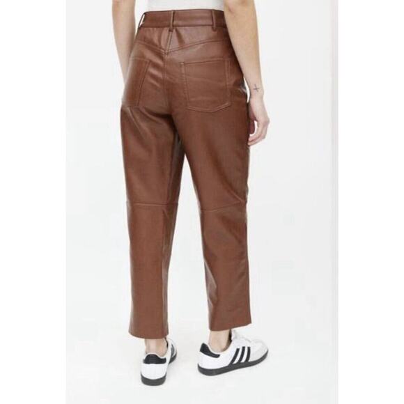 Aritzia Wilfred Oracle Faux Leather Balloon Pants Size 6 Brown EUC - Picture 7 of 16